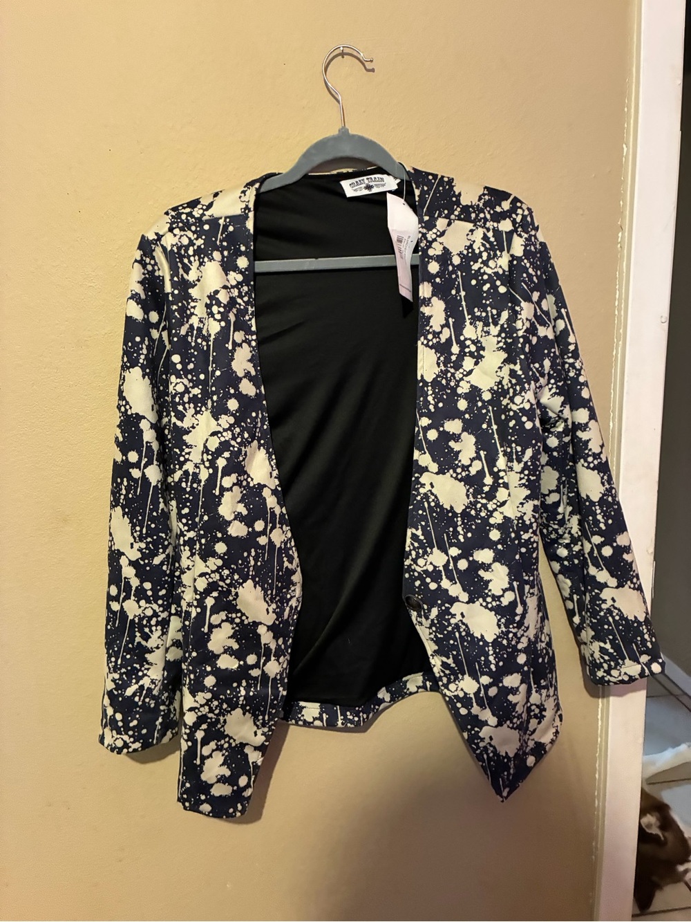 Crazy Train Navy and Cream Splatter Open Blazer OPEN TO OFFERS!
